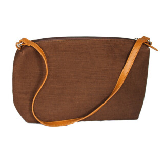 Canvas mit Lederbesatz - Handtasche klein braun