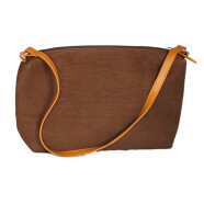 Canvas mit Lederbesatz - Handtasche klein braun