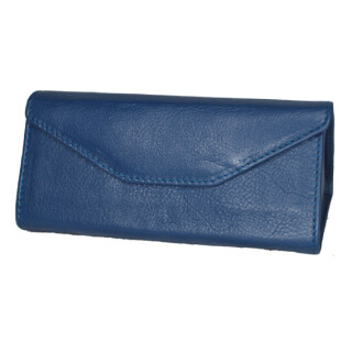 Leder Brillen-Etui faltbar blau