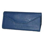 Leder Brillen-Etui faltbar blau