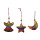 3er Set H&auml;nger aus Sari-Stoff Engel/Stern/Mond