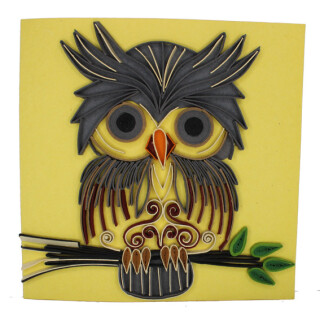 3D-Gru&szlig;karte Quilling-Technik Eule
