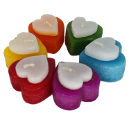 Mini-Kerzen 6er Set Herzen regenbogen